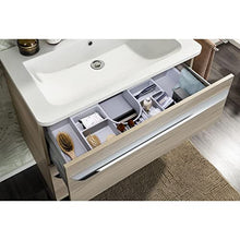 Fackelmann, set di mobili da bagno, 4 pezzi, con lavabo sospeso da 80 cm e armadietto a specchio a LED, colore marrone chiaro