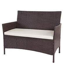 Mendler Serie Halden per l'esterno Divano Sofa 2 posti polyrattan Marrone con Cuscino Avorio