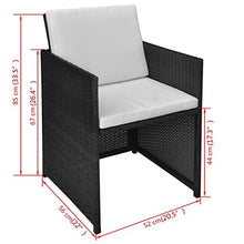 vidaXL 2X Sedie da Pranzo da Esterno in Polirattan Nere con Cuscini Seggiole