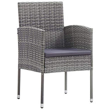 OUSEE Set da Pranzo per Esterni 7 pz con Cuscini in Polyrattan Grigio