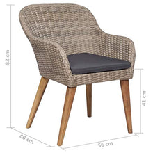 Sedie da Esterno con Cuscini 2 pz in Polyrattan Marrone