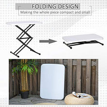 giordano shop Tavolino Pieghevole da Giardino 64x46x34-64 cm Alzata Regolabile Nero e Bianco
