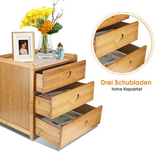Comodino Bamboo, Comodino Comodino con 3 Cassetti per Soggiorno Cameretta 36 X 31 X 40 Cm
