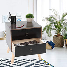 AYNEFY - Comodino vintage nero con cassetto