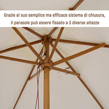 Outsunny Ombrellone in Legno da Esterno Giardino 2.5X2.3M Crema