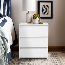 Comodino da notte con 3 cassetti, bianco, comodino ausiliario in stile nordico per camera da letto, 45 x 38 x 56 cm
