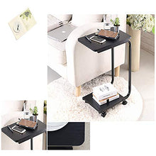 Tavolino A Forma di U. Comodino da Camera da Letto Nero con Ruote Tavolo da Ufficio con Balcone A 2 Livelli, 48 × 30 × 60 Cm