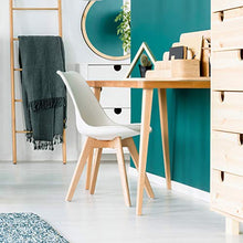 Mc Haus Lena - Sedia Sala da Pranzo con Gambe in Legno di Faggio, Sedile Imbottito, Stile Scandinavo, Bianco, 83 x 49 x 53.5 cm, Set di 4