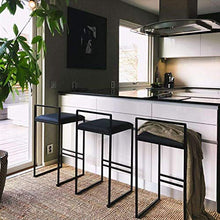 DLC Bar, Caffè, Sedia da Ristorante, Sgabelli da Bar Sgabello da Bar Sedia per Bancone Colazione Cucina Sala da Pranzo Cuscino in Velluto Sedie per Trucco con Poggiapiedi e Schienale,Nero,66 Centimet