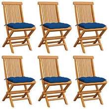 vidaXL Sedie da Giardino con Cuscini Blu 6 pz in Massello di Teak