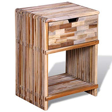 Zerone - Comodino in legno di teak con cassetto, per camera da letto, soggiorno, 38 x 31 x 51 cm