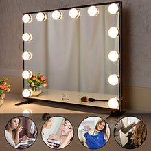 BEAUTME Hollywood Specchio da trucco con luci, Specchio da trucco grande con 14 lampadine a LED, alluminio Frame Table o Wall Mirror (Nero)