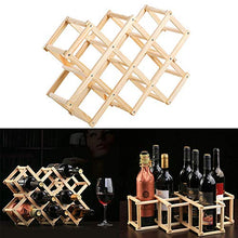CODIRATO Portabottiglie Pieghevole in Legno Scaffale per Bottiglie di Vino e Birra Cantinetta Vino per 10 Bottiglie di Stoccaggio(45 * 31CM)