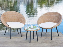 Beliani Set da Giardino in Rattan Beige con Tavolino e 2 Poltrone più Cuscini ORTIGIA