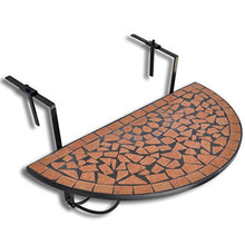 Anself Mosaico Tavolino Pieghevole da Balcone d'attaccatura Semicircolare Terracotta