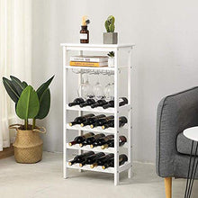 LXD Portabicchieri da Vino, 6 Tier Solid Wood Bobinet Wine Glack Glass Rack Home Pavimento Di Vino Bottiglia Di Vino Stand -2 Colori 44 × 26 × 100 cm,Bianca