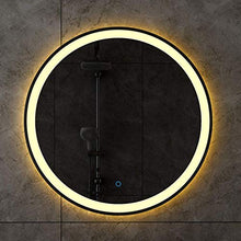 Specchio Rotondo retroilluminato a LED con Luce, Specchio cosmetico/da Barba a Parete, Bagno/Soggiorno/Hotel