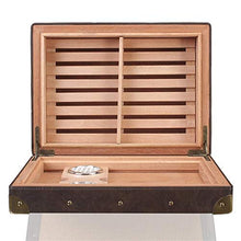 Cigar Humidor Cedro con igrometro, Creative Box a due livelli a quattro zone Antico Mat Pattern Home Box per la conservazione di 50 sigari