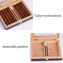 SHYPT Cigar Humidor, Cedar Cigar Desktop Box con umidificatore e igrometro, Piano in Vetro for 15 (10-15 Cigars)