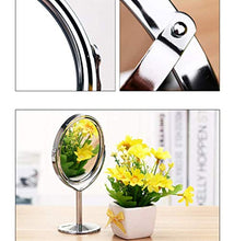 Distinct Specchi da Trucco Portatili Mini Argento Doppio Lato con 1:2 ingrandimento Funzione 360 Gradi Rotazione scrivania Strumenti Cosmetici (Rotondo)