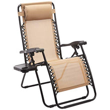 Amazon Basics - Sedie a sdraio Zero Gravity con tavolino, set da 2, marrone chiaro
