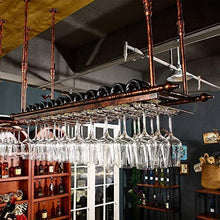 DJSMjbj, portabicchieri da vino americano in stile rosso, da appendere al vento industriale, porta bicchiere da vino rosso, telaio a testa in giù, facile da installare (dimensioni: 80 cm)