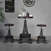 Sgabello Alto da Bar in Stile Torre Eiffel Altezza del Sedile 65 cm (25 Pollici), Struttura in Ferro Cuscino in Legno massello, Nero, per ristoranti, Bar, caffè, Reception