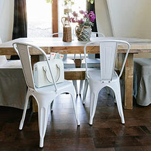 Yaheetech 4 Sedie Giardino Sala da Pranzo Cucina Bianche Esterno in Metallo Antiruggine Design Vintage Industriale Impilabile