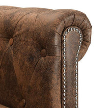 Festnigh Divano Chesterfield Moderno Angolare a L in Pelle Artificiale Marrone/Nero/Bianco