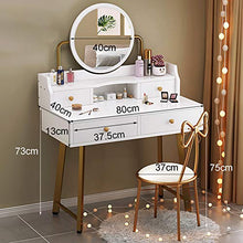 ZRN Tavolo da Trucco Set da toeletta con Specchio Oscurante Touch Screen, 3 modalità di Illuminazione a Colori, vanità con 2 cassetti scorrevoli e Sgabello Imbottito
