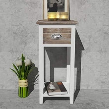 Comò con cassetto moderno, comodino marrone e bianco, per camera da letto, soggiorno, 30 x 30 x 63 cm