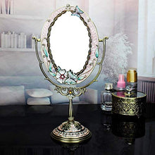 SHY Specchi per Trucco da Tavolo in Metallo, Specchio da Trucco su Un Lato Adatto per tavoli da Camera o Ripiani del Bagno - Specchio Ovale （Verde, Rosa, Rosso） (Colore: