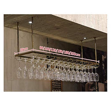 MFLASMF Hanging Bar Wine Rack, Upside Down Household Wine Rack,Creative Stainless Steel Wine Rack, Decoration, Simple European Goblet Rack (Size : 80 * 35cm)