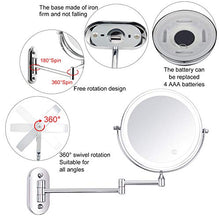 SWAWIS Specchio Ingranditore LED, Specchio da Parete per Bagno Bilaterali 7X, Specchio Trucco con Luci, Rotazione a 360° Specchio Ingranditore da Parete