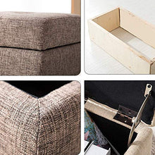 Jiangang- Piazza Imbottito Poggiapiedi, Lino Tessuto ottomano Storage Box Piede Stool, Pouf Bagagli Monoposto Bench (Color : Brown)