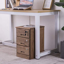 NM - Armadietto verticale a 3 cassetti in legno, con serratura e 4 ruote, completamente assemblato, colore: naturale