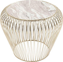 Kare Design Beam Marble Brass Tavolino, Grigio Chiaro, 43 cm