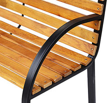 Outsunny Panca in Legno 2 Posti, Panchina da Esterno, Giardino, Balcone o Terrazzo 122x60x80cm, Nero e Color Legno