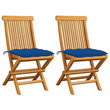 vidaXL Sedie da Giardino con Cuscini Blu 2 pz in Massello di Teak
