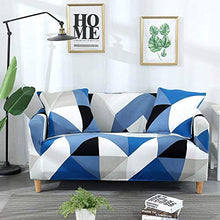 Carvapet Elasticizzato Copridivano Allungabile Universale Fodera per Divano Antiscivolo Sofa Protettore (Blu Triangolo, 2 posti)
