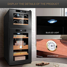 VIY Humidor Cofanetto Premium, Vetrina Trasparente, in Legno, Umidificatore con Igrometro Interno, Display della Temperatura LCD, Chiusura Magnetica, Elegante (Nero),B