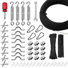 SUVOM Kit Fune in Acciaio Inossidabile da 52 m, Kit per Appendere le Luci, Kit di luci per esterni Kit di Sospensione con Gancio a Sospensione per Luci a Corde per Patio, Padiglione, Coperta, Giardino