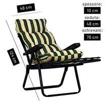 TECNOWEB Cuscino Super Imbottito per Sdraio con Carrello - Ideale per Esterni ed Interni - Adatto agli sdrai Estraibili - 100% Made in Italy - Colore: Rigato Ecru Verde