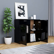 vidaXL Credenza in truciolato nero lucido, 80 x 36 x 75 cm