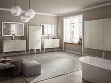 Mobile bagno a terra moderno America bianco opaco, misura cm 120, con specchio, lavabo e colonna