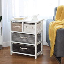 Cassettiera ， Cassettiera in Legno A 3 Ripiani Armadio Rack 4 Cestini Intrecciati in Vimini Organizer in Addit