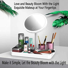 Specchio per Il Trucco con Luce, Spazio di archiviazione Plug-in Ricaricabile Specchio per Il Trucco con LED di Bellezza da Tavolo, Specchio con
