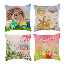 Fodere per cuscini pasquali Set di 4, 45 x 45 cm, Federe per cuscini con decorazioni pasquali di benvenuto Fodere per cuscini in lino di cotone per divano di casa Decorazioni per auto da ufficio