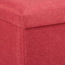 Relaxdays Sgabello con Contenitore, Pieghevole, Imbottitura Morbida, Quadrato, Stoffa, HLP: 37x37,5x37,5 cm, Rosso