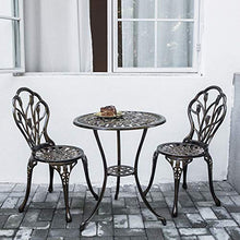 CGBF-Bistrot da Giardino in Alluminio Pressofuso 3 Pezzi,Patio Balcone Mobili Tavolo e Sedie,Decking Durevole
